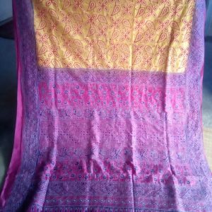 Kantha Stitch Pink Pure Silk Saree