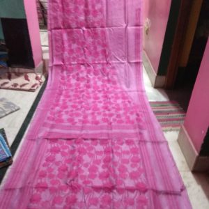 Kantha Stitch Pink Body Bangalore Silk Saree