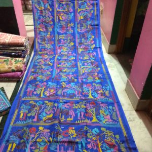 Kantha Stitch Blue Bangalore Silk Saree