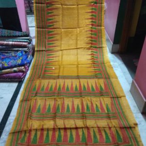 Kantha Stitch Yellow Bangalore Silk Saree